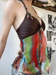 Vintage Boho Halter Neck Top