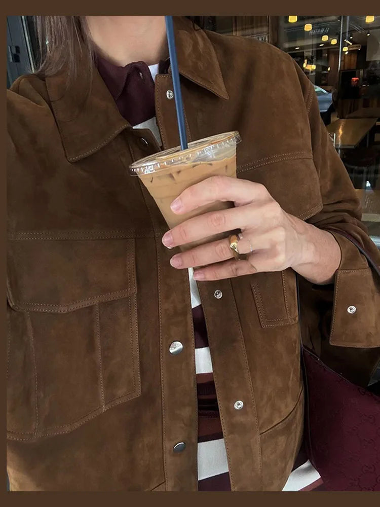 Vintage Fashion Stylish Chic Casual Loose Brown Jacket