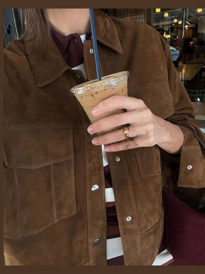 Vintage Fashion Stylish Chic Casual Loose Brown Jacket