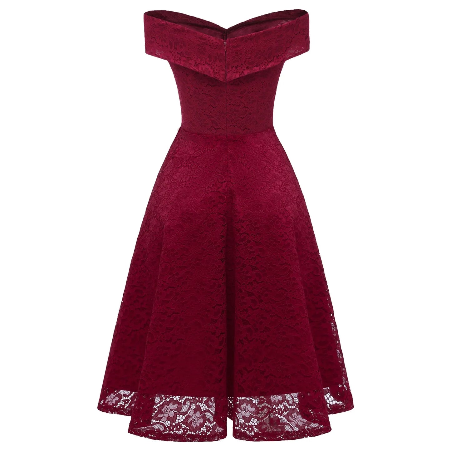JuliaFashion - Vintage Elegant Lace Collar Lace Tucked Slim High Waist Large Swing Female Fitting Prom Sleeveless Dress