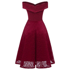JuliaFashion - Vintage Elegant Lace Collar Lace Tucked Slim High Waist Large Swing Female Fitting Prom Sleeveless Dress