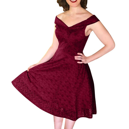 JuliaFashion - Vintage Elegant Lace Collar Lace Tucked Slim High Waist Large Swing Female Fitting Prom Sleeveless Dress