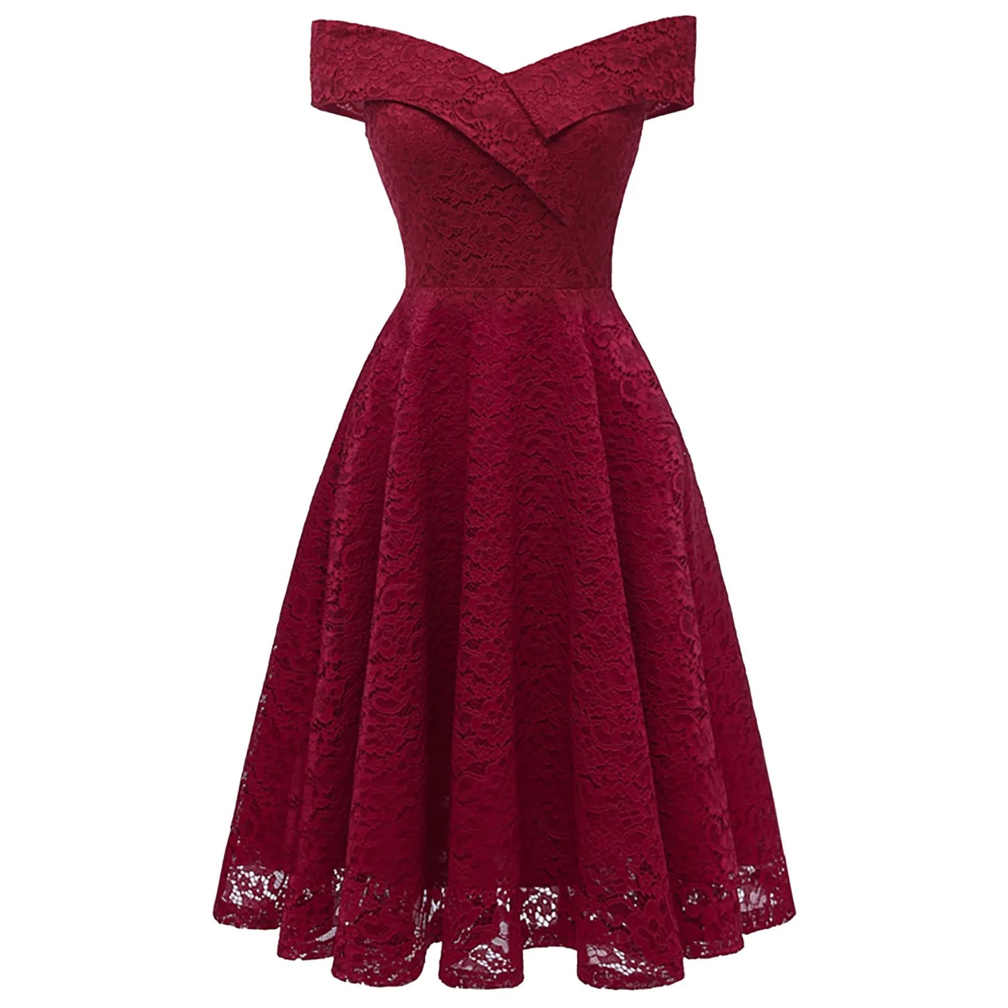 JuliaFashion - Vintage Elegant Lace Collar Lace Tucked Slim High Waist Large Swing Female Fitting Prom Sleeveless Dress