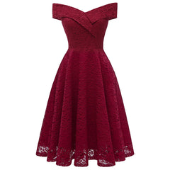 JuliaFashion - Vintage Elegant Lace Collar Lace Tucked Slim High Waist Large Swing Female Fitting Prom Sleeveless Dress