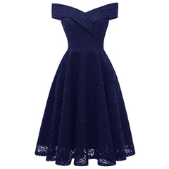JuliaFashion - Vintage Elegant Lace Collar Lace Tucked Slim High Waist Large Swing Female Fitting Prom Sleeveless Dress