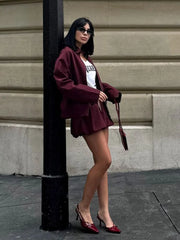 Vintage Chic Elegant Fashion Stylish Lapel Warm Long Sleeved Jacket