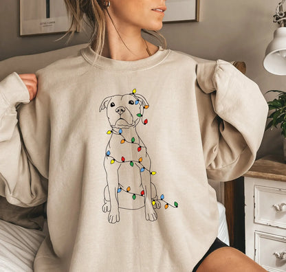 Voguish Cute Dog Fashion Pitbull All-Match Holiday Girl Christmas Hoodie Creamy-White / S Hoodies-L