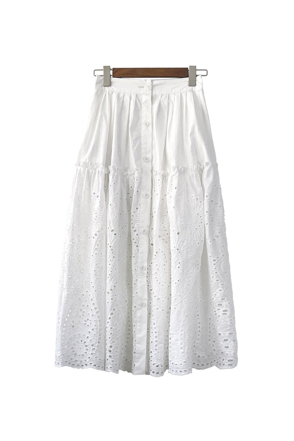 Folded White Lace With Skirt Embroidery Skirts