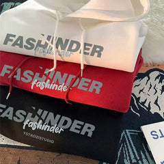 Letter Printed Winter Fleece Hoodie