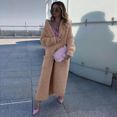 Turn Down Collar Knitted Cardigan Khaki / S
