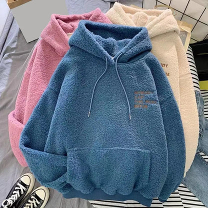 Cozy Thick Warm Fleece Embroidered Hoodie