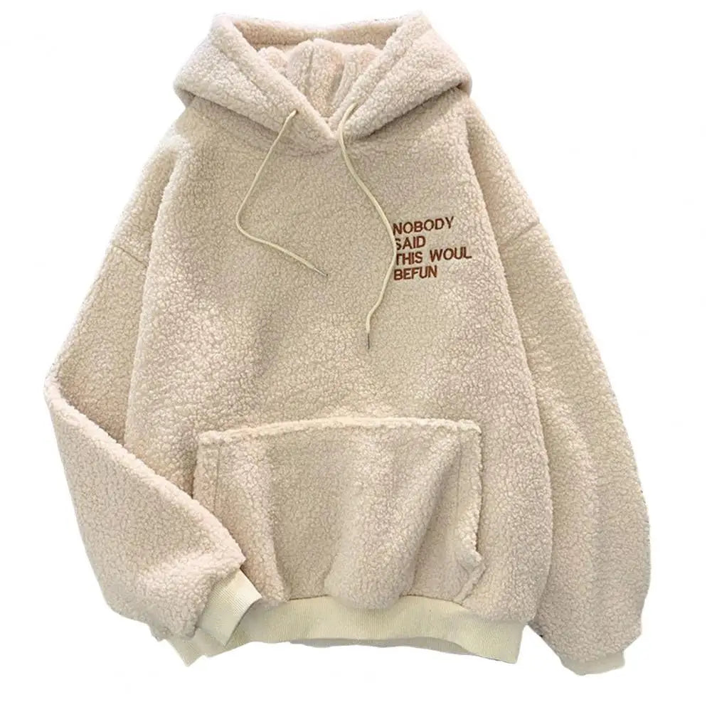 Cozy Thick Warm Fleece Embroidered Hoodie