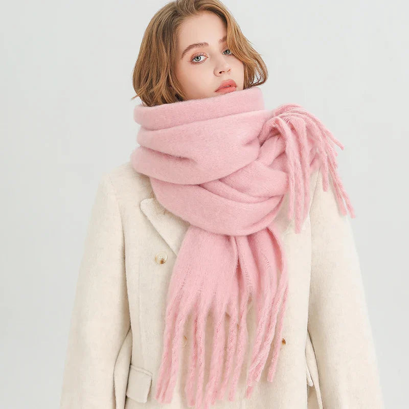 Cashmere Winter Pashmina Blanket Wrap - Thick And Soft Scarf Light Pink Scarfs-L