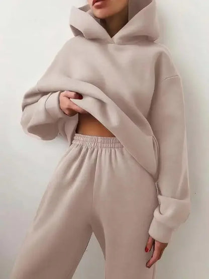 Winter Two Piece Sets Oversized Suit Autumn Trouser Sweatshirt Sportswear Hoody