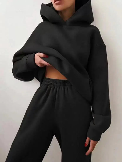 Winter Two Piece Sets Oversized Suit Autumn Trouser Sweatshirt Sportswear Hoody