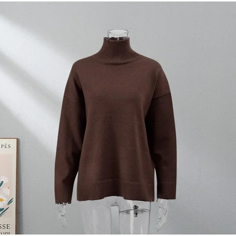 Winter Oversize Vintage Solid Soft Knitted Blue Green Brown Christmas Sweater / One Size Sweaters-L