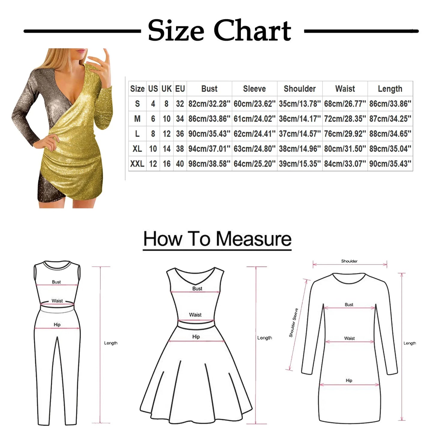 JuliaFashion - Women Autumn Spring V Neck Long Sleeved Sexy Mini Split Stitching Sequin Patchwork Evening Vestidos Robes Mujer Dress