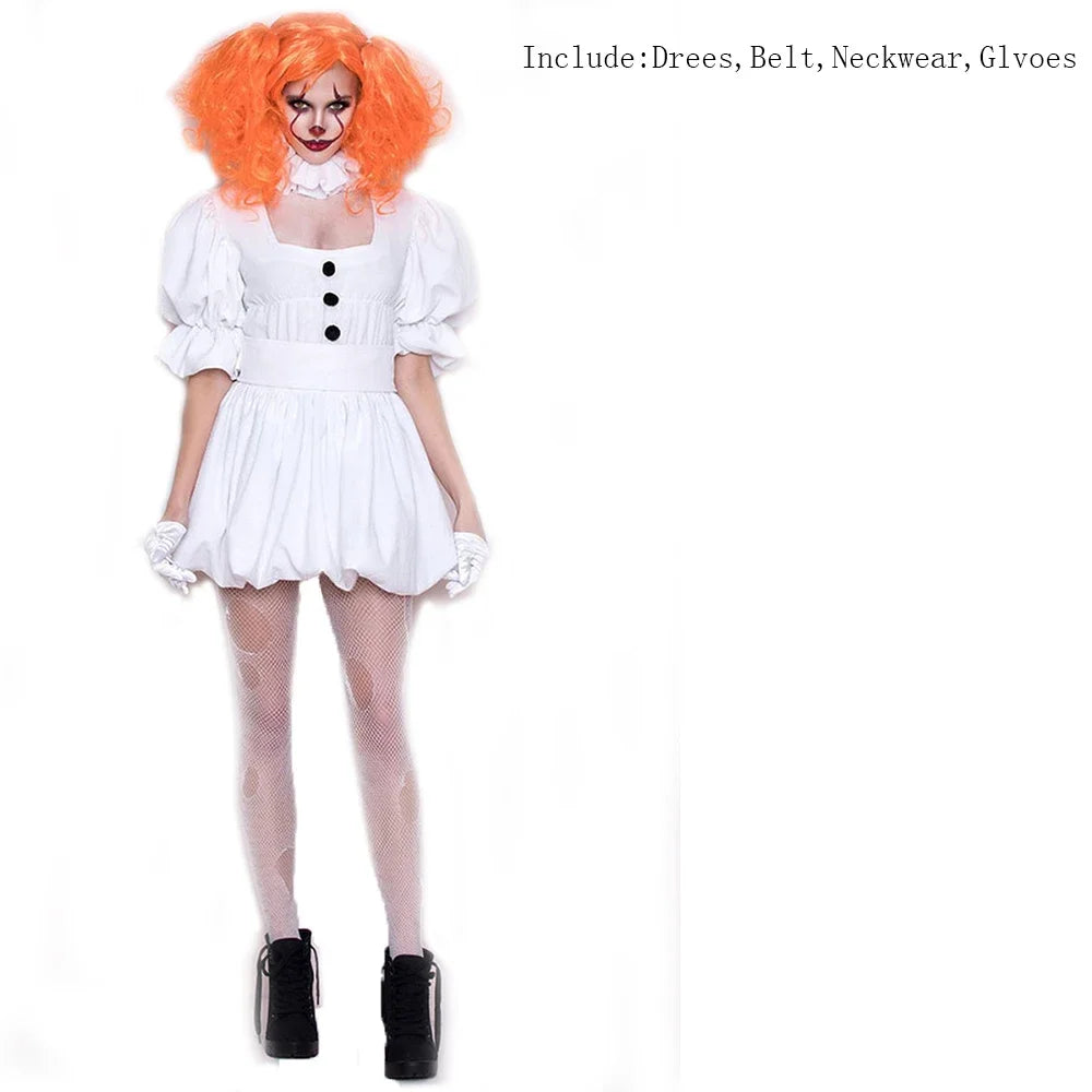 Women Adult Fancy Terror Dress Clown Party Halloween Costume