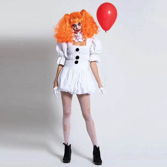 Women Adult Fancy Terror Dress Clown Party Halloween Costume