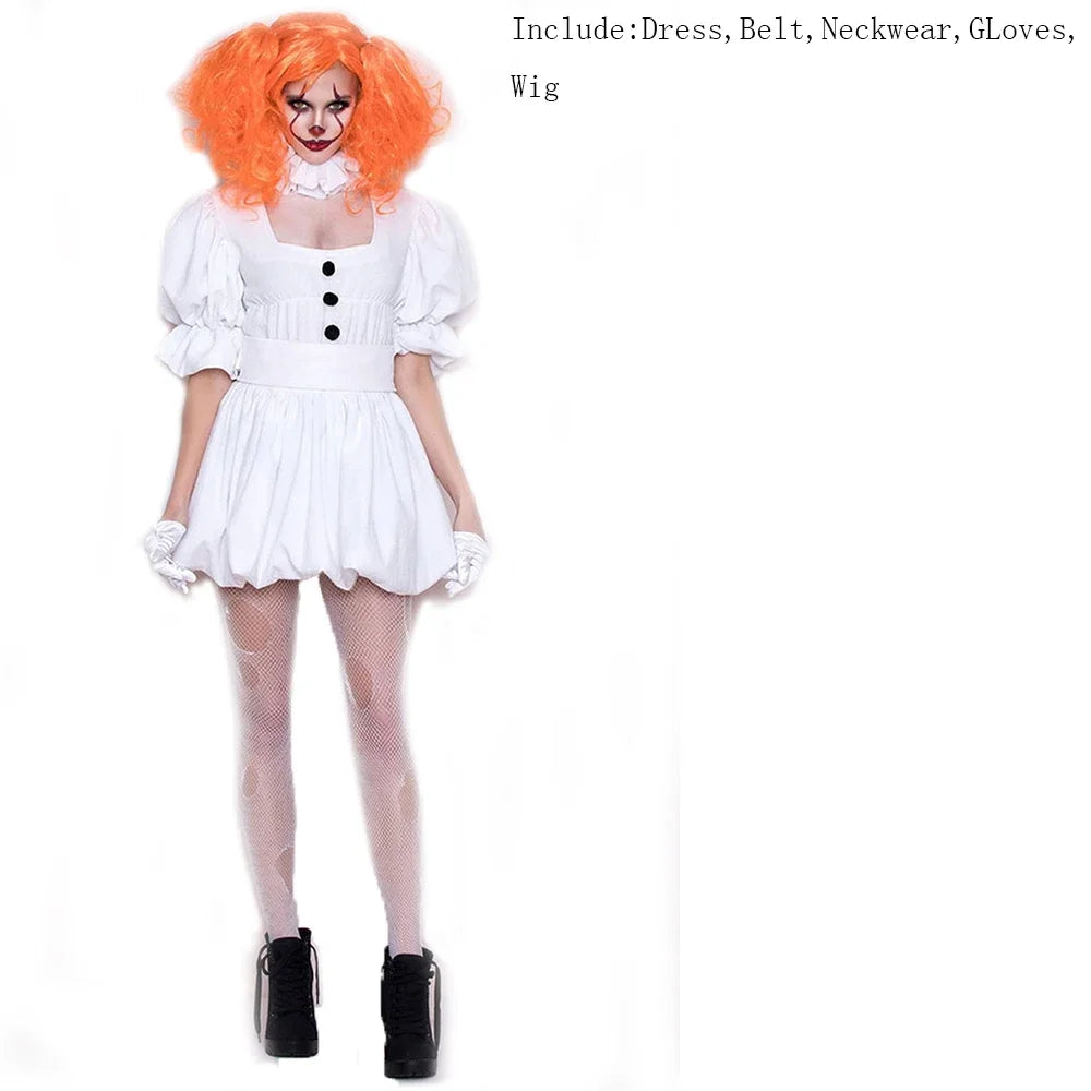 Women Adult Fancy Terror Dress Clown Party Halloween Costume