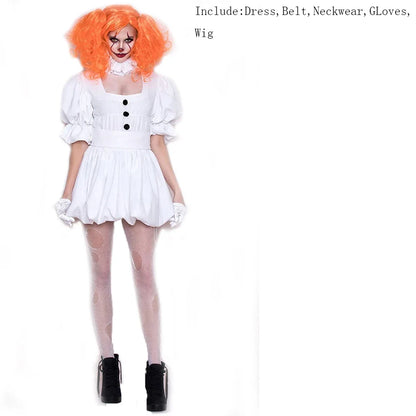 Women Adult Fancy Terror Dress Clown Party Halloween Costume