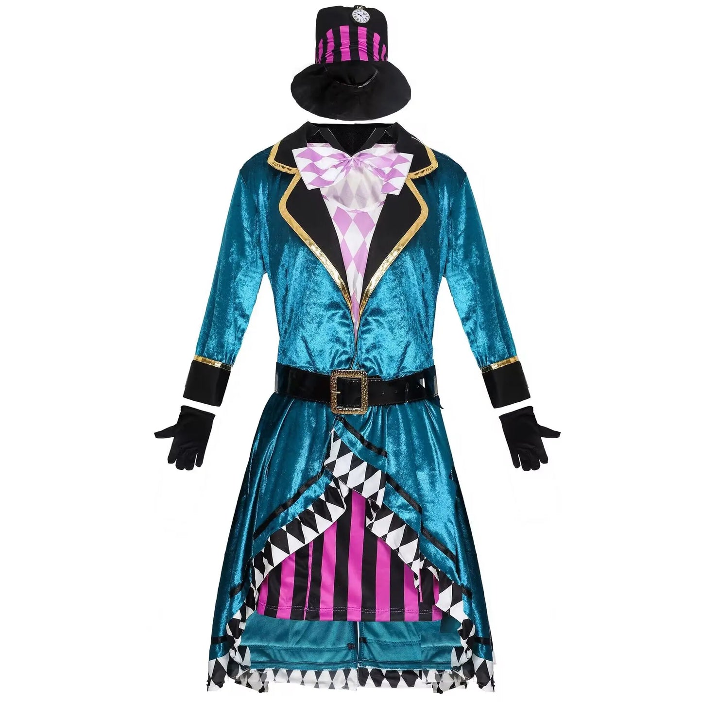 Women Mad Hatter Cosplay Fancy Dress Magic Tuxedo Halloween Carnival Costume