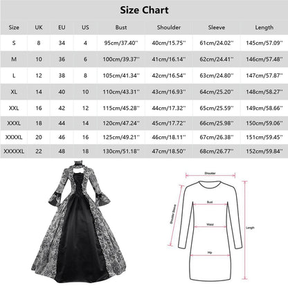 JuliaFashion - Cosplay Marie Antoinette Medieval Victorian Floral Robe Dress