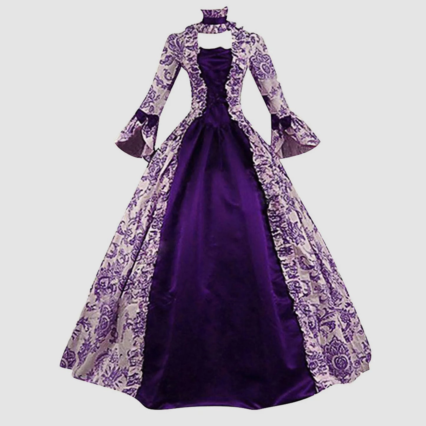 JuliaFashion - Cosplay Marie Antoinette Medieval Victorian Floral Robe Dress