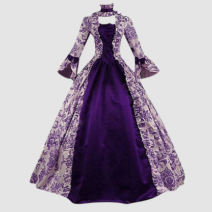 JuliaFashion - Cosplay Marie Antoinette Medieval Victorian Floral Robe Dress