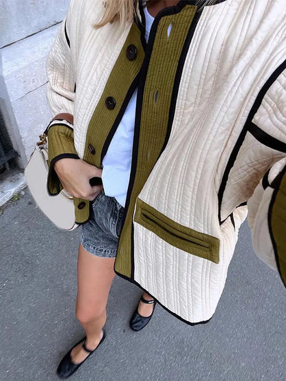 Elegant Fashion Chic Stylish Patchwork Contrast Jacket