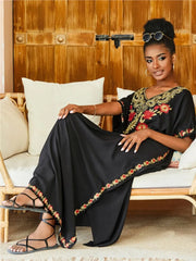 Embroidered Kaftan Beach Vacation Floral Dress oldfloraldress-250126