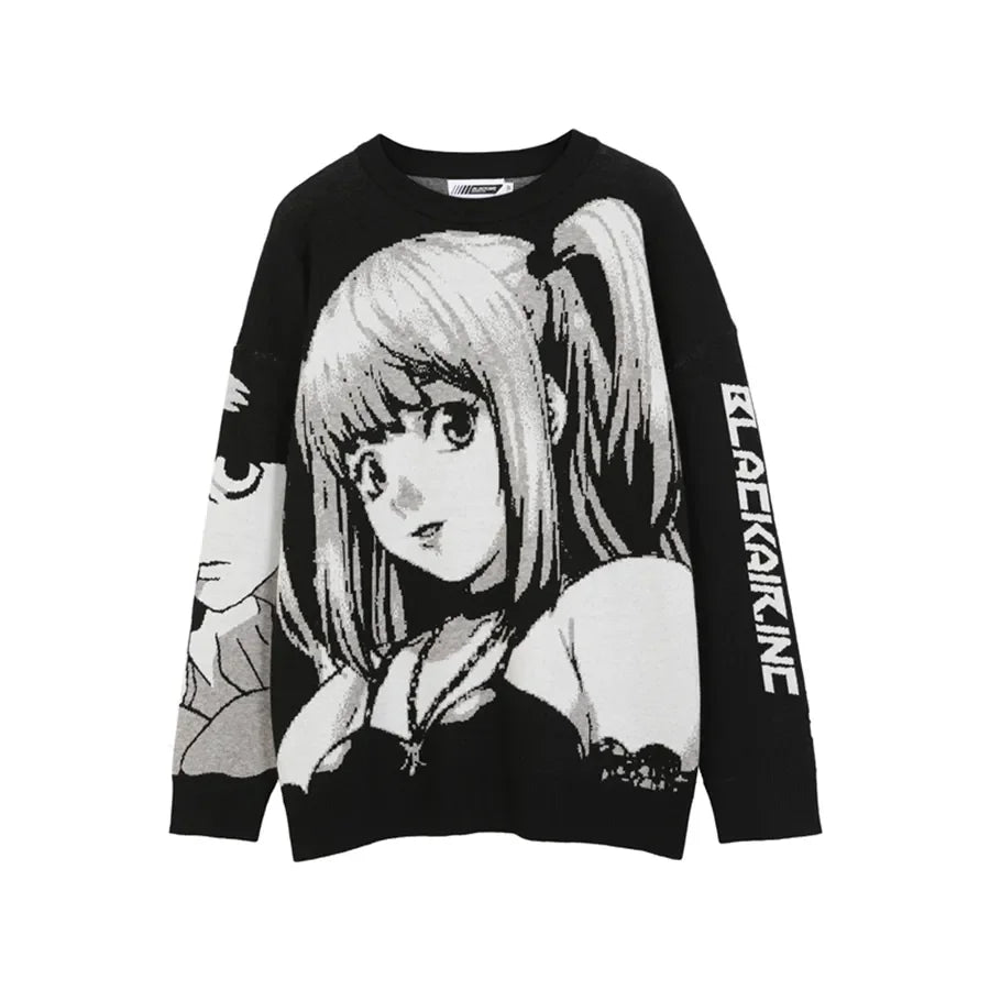Vintage Japanese Anime Girl Knitted Cotton Pullover Hoody