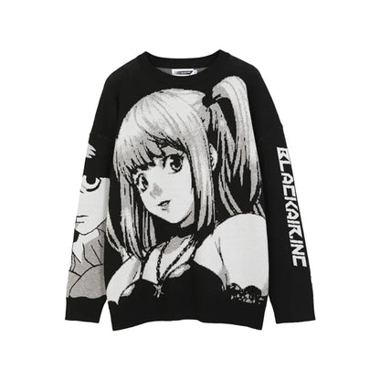 Vintage Japanese Anime Girl Knitted Cotton Pullover Hoody
