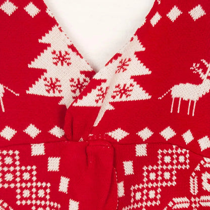 Sexy Oversized Low Back Deep V-Neck Hot Red Pullover Christmas Sweater Sweaters-L