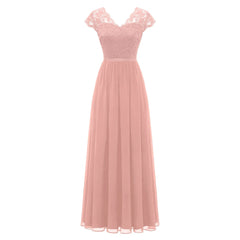 JuliaFashion - Lace Patchwork Maxi Long Evening Solid Lace Patchwork Backless V Neck High Waist Elegant Wedding Party Dress