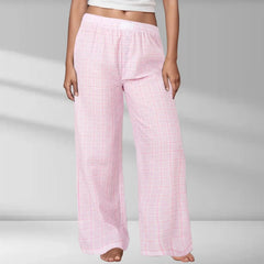 Printed Elastic Waist Slimming Pants Pink / S