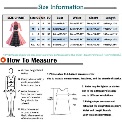 JuliaFashion - Women Robe Retro Vintage Casual Polka Dot Stitching 50s 60s Rockabilly Swing Pin Up Elegant Tunic Party Dress