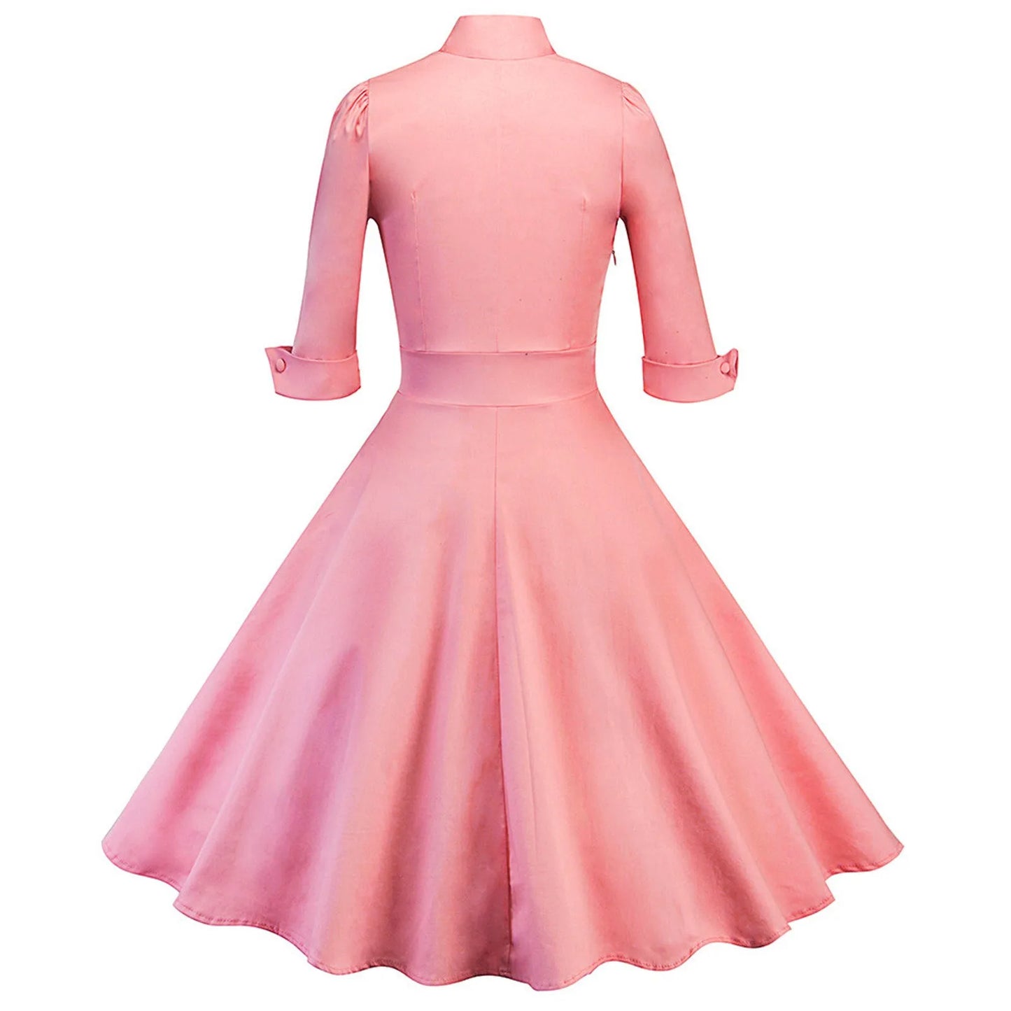 JuliaFashion - Women Robe Retro Vintage Casual Polka Dot Stitching 50s 60s Rockabilly Swing Pin Up Elegant Tunic Party Dress