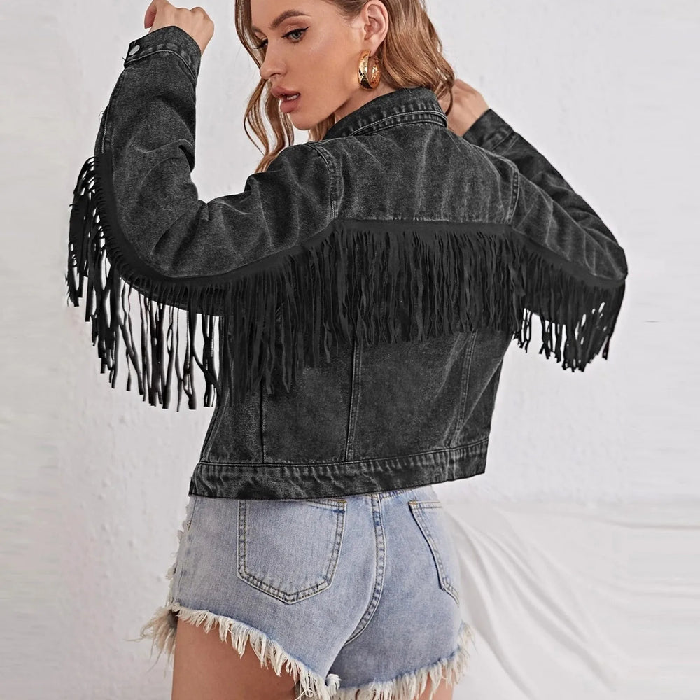 Crop Long Sleeve Button Tassel With Fringe Commuting Warm Chic Stylish Elegant Fashionable