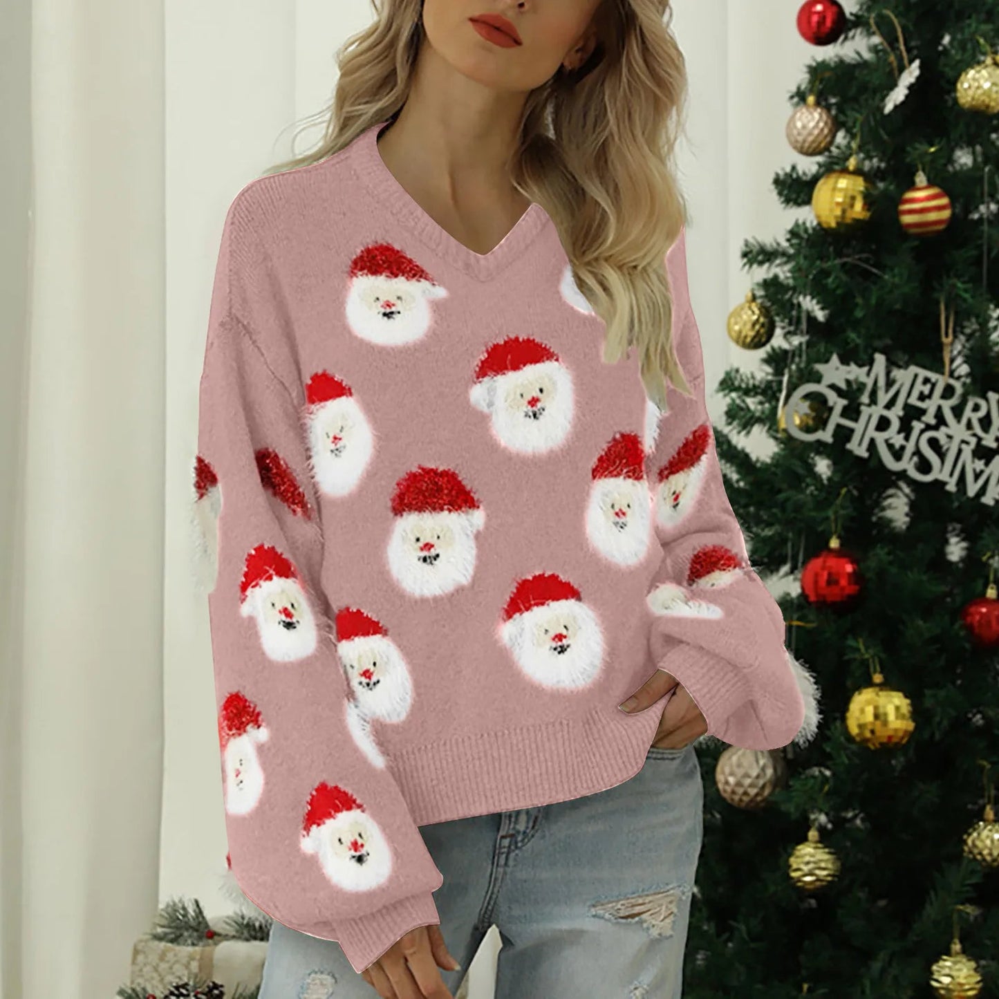 Soft Loose Crewneck Pullover for Autumn Winter Christmas Sweater