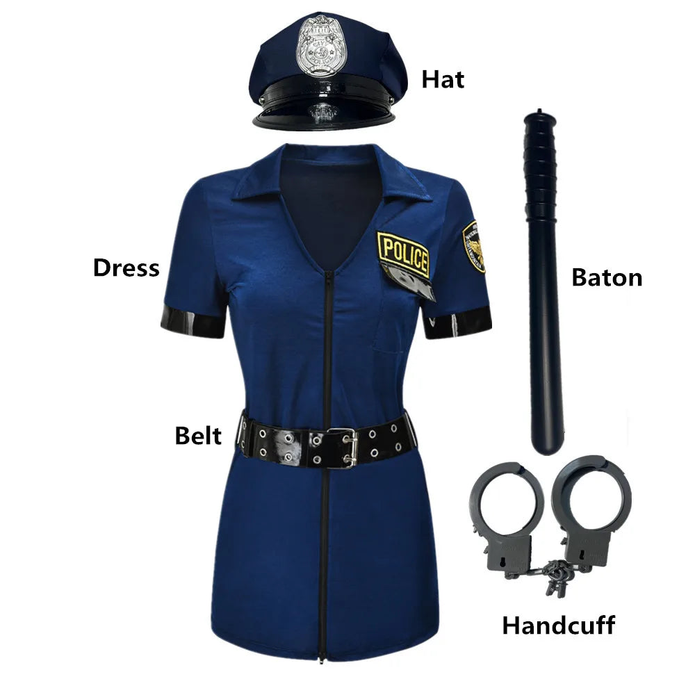 Women Sexy Police Cop Officer Erotic Clubwear Adult Halloween Attire