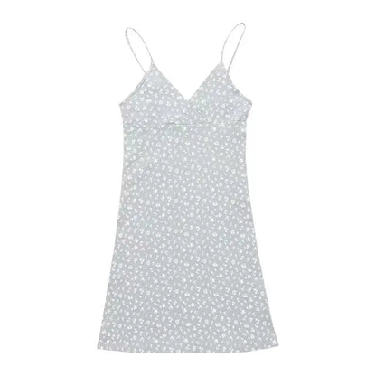 Julia Fashion - White Vintage Print Halter Floral Maxi Puss Sexy Backless Women's Mini Dress