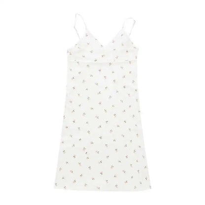 Julia Fashion - White Vintage Print Halter Floral Maxi Puss Sexy Backless Women's Mini Dress