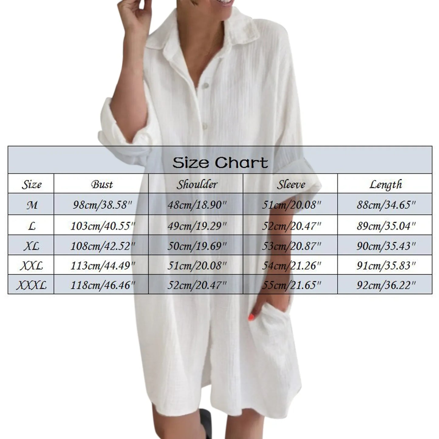 JuliaFashion - Women's Casual Loose Solid Color Cotton Linen Pockets Long Shirt Female Casual Elegant Loose Midi Harajuku Dress