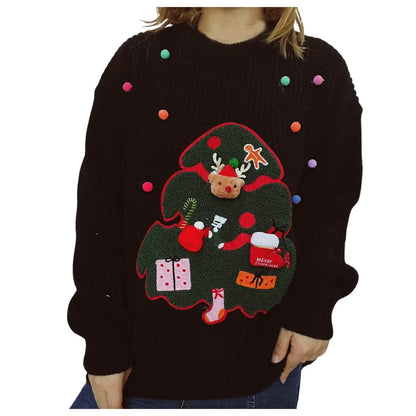 Christmas Handmade Decoration Tree Closet Staples Work Pullover Sweater Sweaters-L