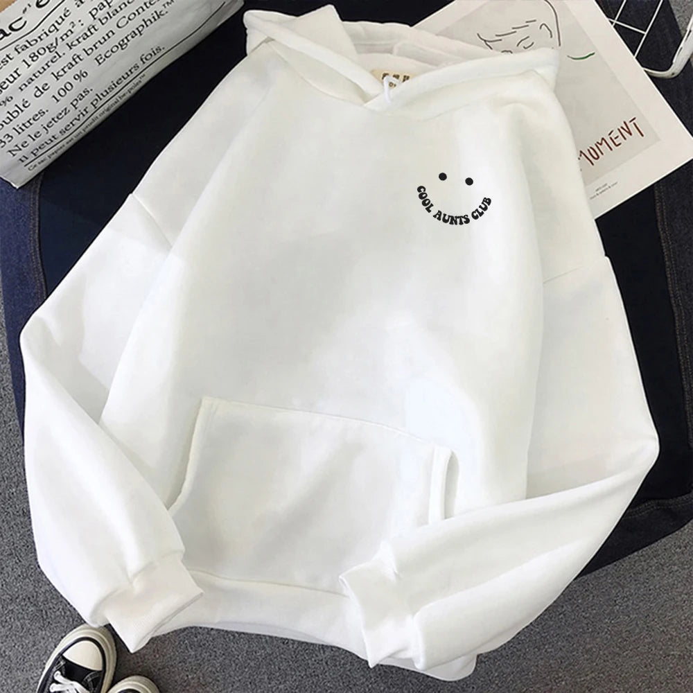 Oversized Stylish Printed Smiling Face Cozy Hoodie