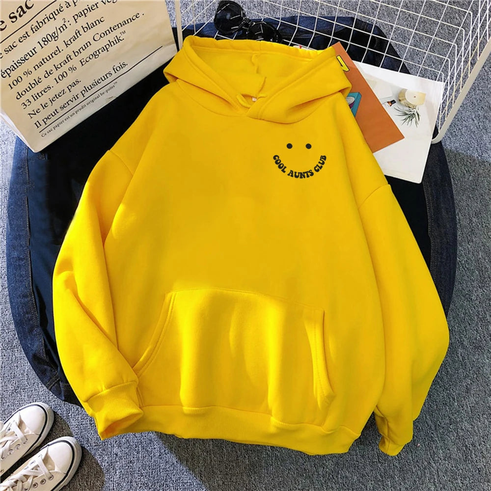 Oversized Stylish Printed Smiling Face Cozy Hoodie