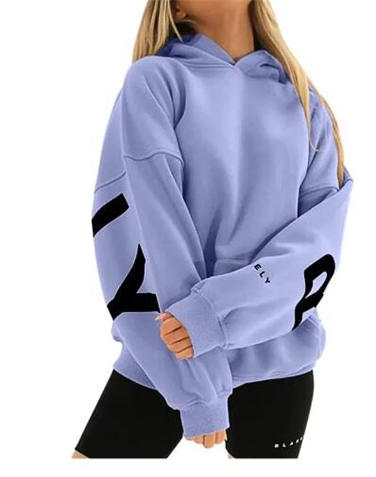 Stylish Letter Print Thick Long Sleeves Pullover Loose Autumn Winter Sportwear Hoody