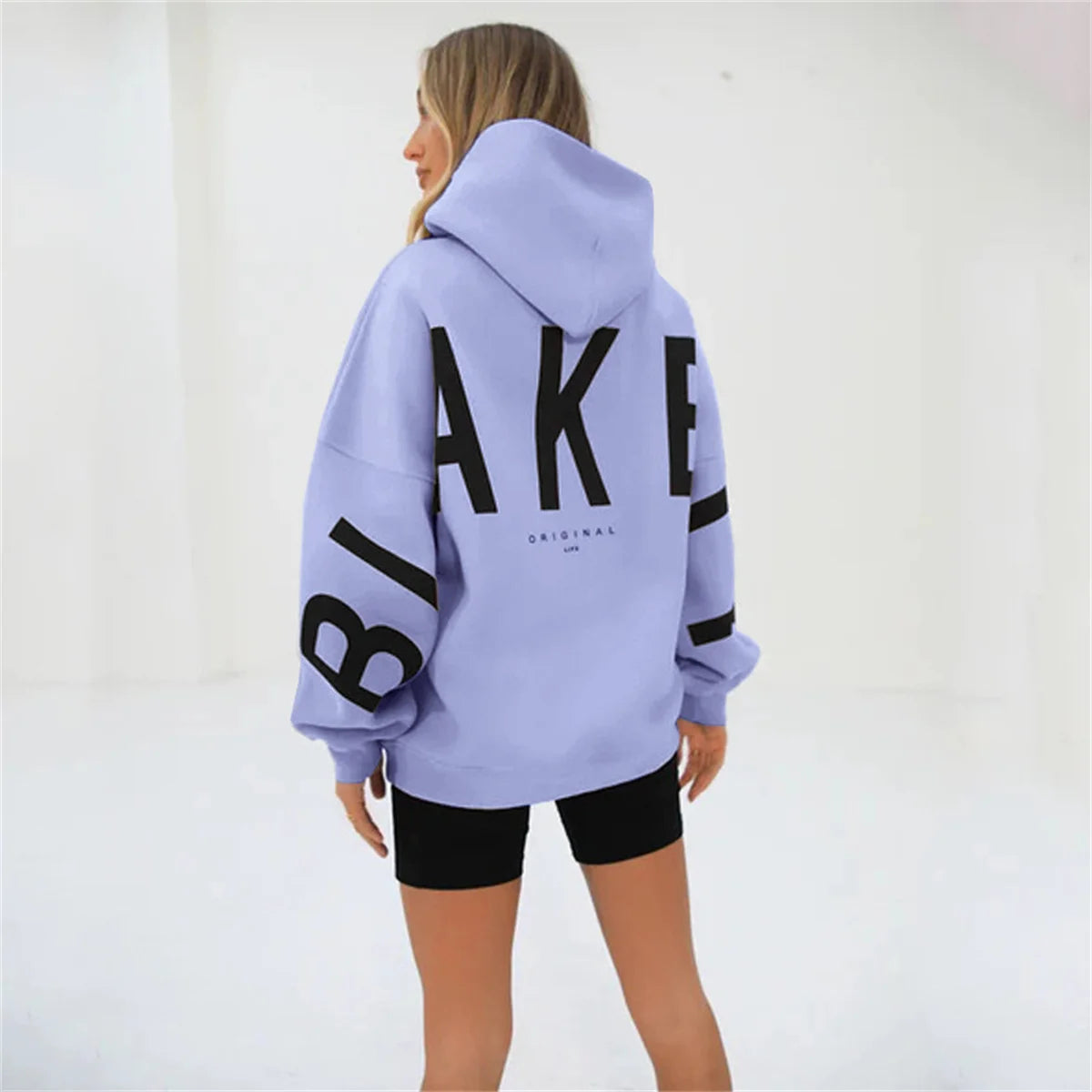 Stylish Letter Print Thick Long Sleeves Pullover Loose Autumn Winter Sportwear Hoody