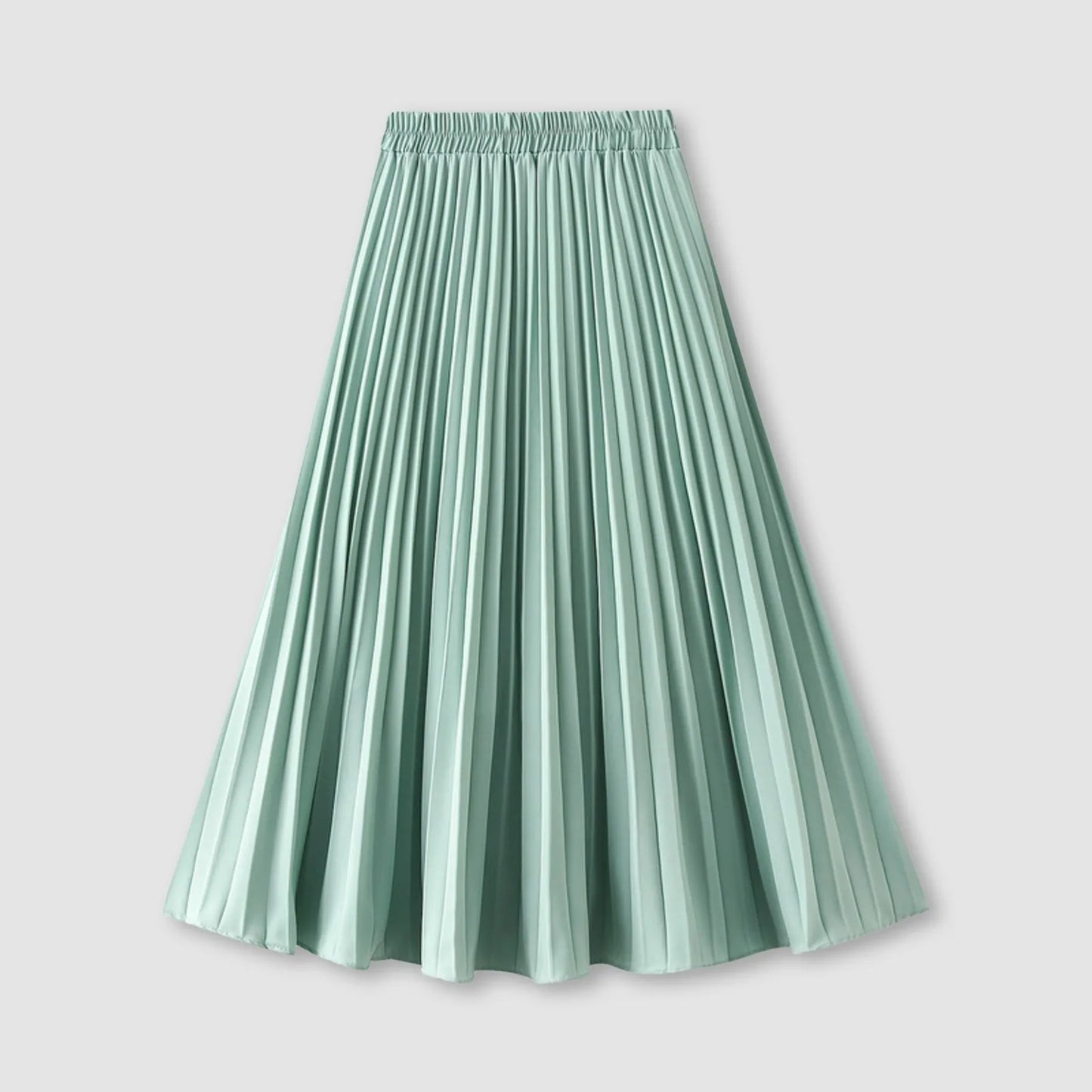 JuliaFashion - Women's Pleated Skirt Spring Summer Elastic Waist Slim Long A Line Skirt Double Layer Chiffon Skirts Solid Midi Pleated Skirt Dress